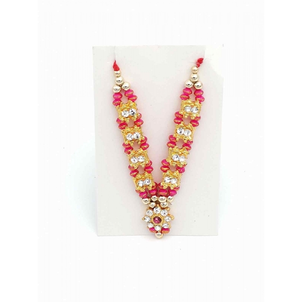 Pink and golden Necklace laddu gopal